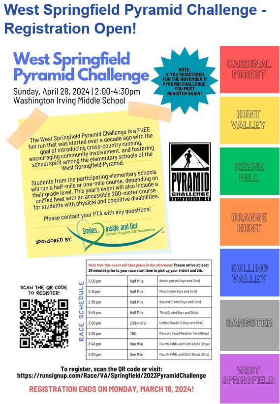 West Springfield Pyramid Challenge Registration Open. Click here to register.